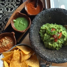 Gluten-free guacamole and chips from La Loteria